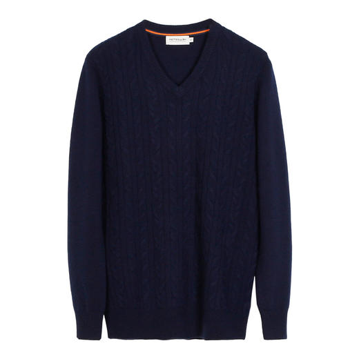 METTE羊绒世家2021年秋冬男士100%羊绒衫时尚V领夹花内搭保暖毛衣 商品图5