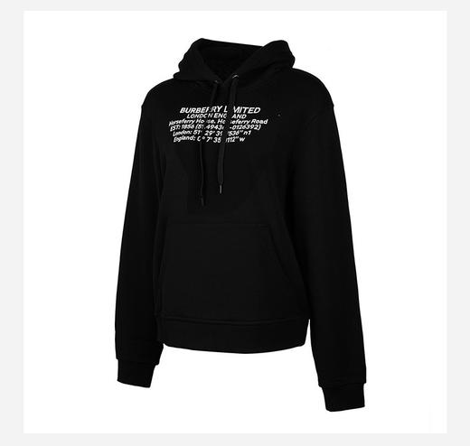 BURBERRY/博柏利女士Logo徽标字母印花连帽卫衣黑色 商品图2
