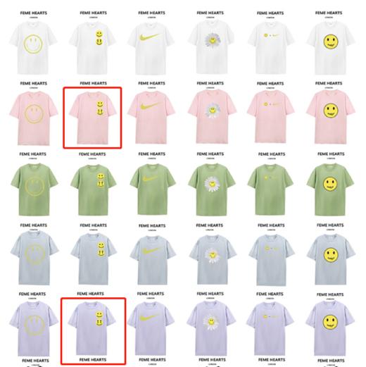 【样品清仓】Feme Hearts欧美笑脸系列印花宽松T恤（不支持退换）[福利品] 商品图2