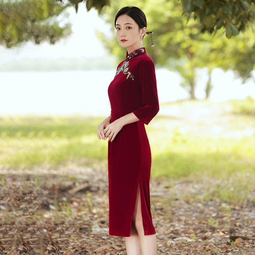 GSJ  294改良中长款修身大码旗袍裙 商品图3