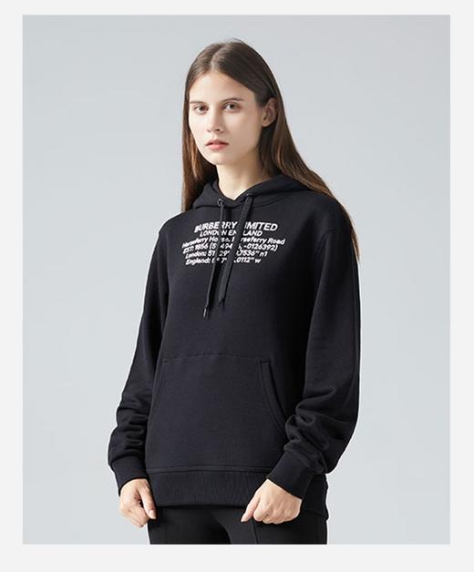 BURBERRY/博柏利女士Logo徽标字母印花连帽卫衣黑色 商品图1