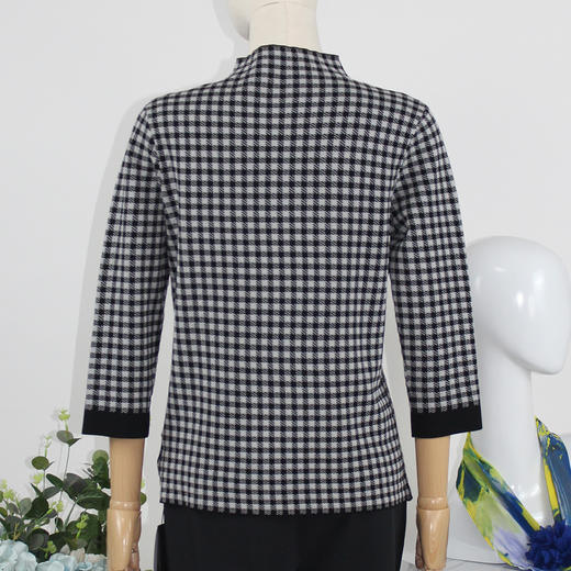 FOCALS福柯斯女装秋季新款圆领套头上衣几何提花针织衫F2YAT103NW 商品图2