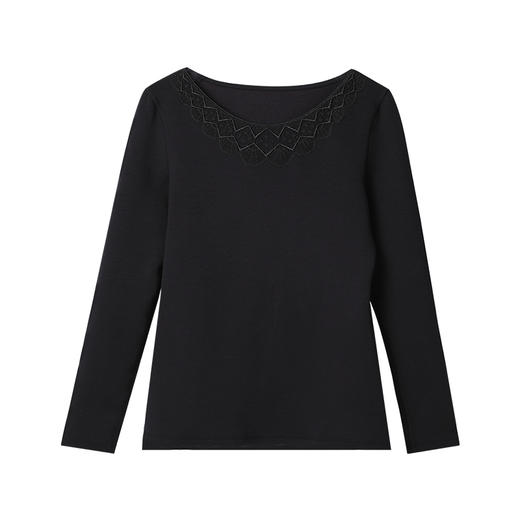 安莉芳秋冬女莫代尔无痕长袖保暖内衣上装蕾丝打底棉毛衫ED00043 商品图5