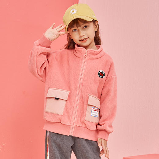 龙之涵儿童撞色拼接摇粒绒上衣2021秋季新款纯A类面料厂家直供 商品图6