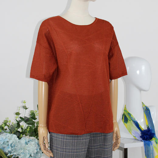 FOCALS福柯斯女装秋季新款圆领短袖套头上衣针织衫FYJ2T138JT 商品图1