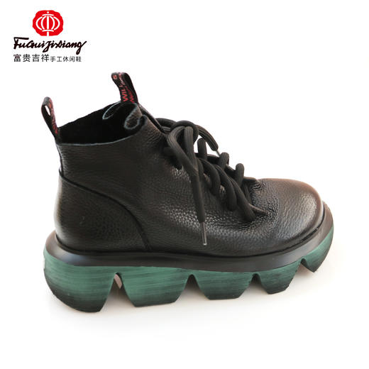 富贵吉祥波浪底系带马丁靴F216027 商品图4
