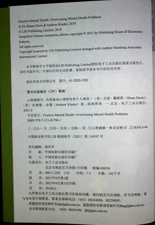 心理健康书：有效提高心理韧性和个人绩效 商品图1