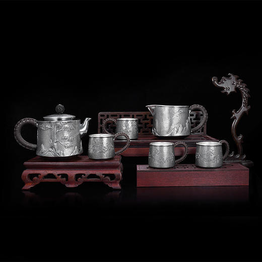 【迎客松】纯银茶具套装茶壶公道杯摆件茶杯摆件【YMT019】【YMT020】【YMT021】2109 商品图0