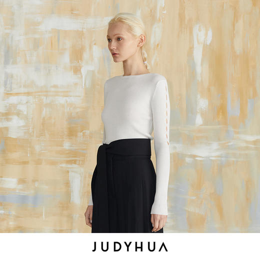 JUDYHUA 侧袖镂空针织上衣 商品图1