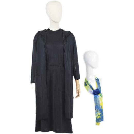 FOCALS福柯斯女装秋季新款连帽休闲长款外套长袖针织衫F2YAT179BA 商品图4