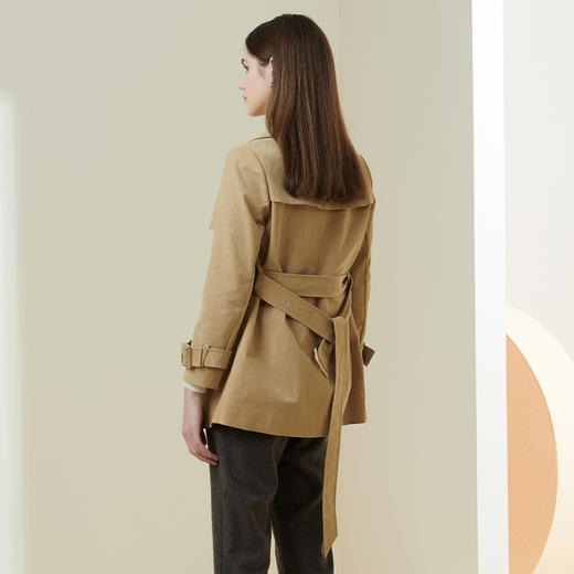 METTE2021年秋冬新品女士风衣外套短款时尚双排扣小个子收腰外套 商品图2