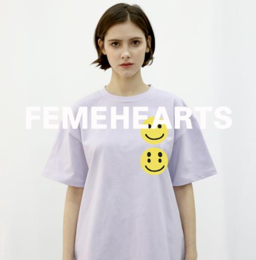 【样品清仓】Feme Hearts欧美笑脸系列印花宽松T恤（不支持退换）[福利品] 商品图0