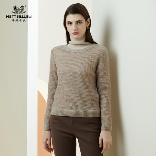 METTE羊绒世家2021年秋冬新品女士羊绒衫时尚镂空针织打底衫毛衣 商品图0