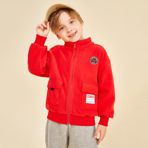 龙之涵儿童撞色拼接摇粒绒上衣2021秋季新款纯A类面料厂家直供 商品图5