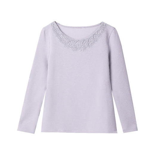 安莉芳秋冬女莫代尔无痕长袖保暖内衣上装蕾丝打底棉毛衫ED00043 商品图6