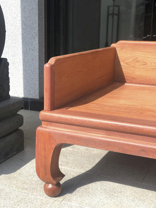 红桥红  家具严选  缅甸花梨（大果紫檀）【踩珠腿 三围独板罗汉床 两件套】 商品图6