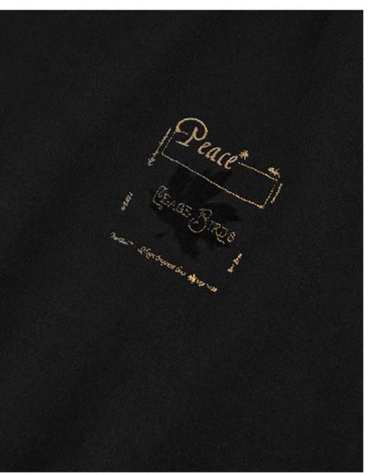 B1BFB3222太平鸟男装2021秋季新款黑色宽松刺绣圆领卫衣潮流外套 商品图3