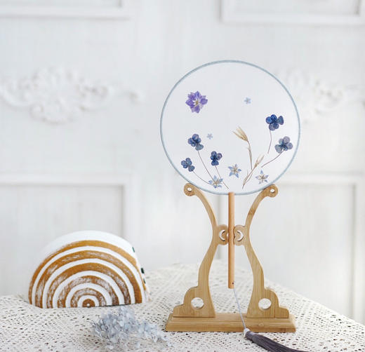 押花团扇-三色堇 商品图0