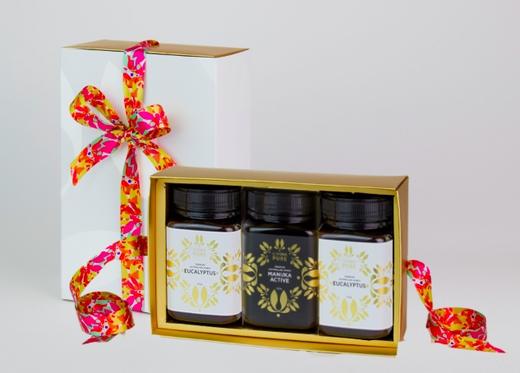 三瓶金色缎带蜂蜜礼盒桉树蜜二加一 商品图0