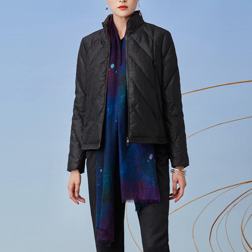 TANGY Collection/天意精品2021年秋冬新品桑蚕丝吊染印花羊绒围巾 商品图1