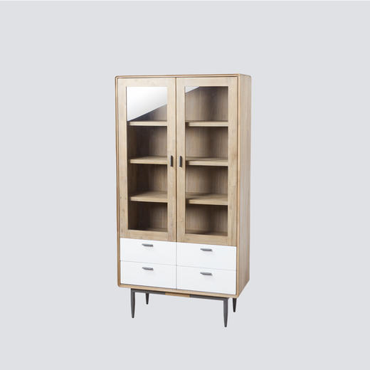 NS家居nsfurniture进口实木玻璃书柜/置物柜/展示柜NSCB-ALB WHT L03-100/60 商品图1