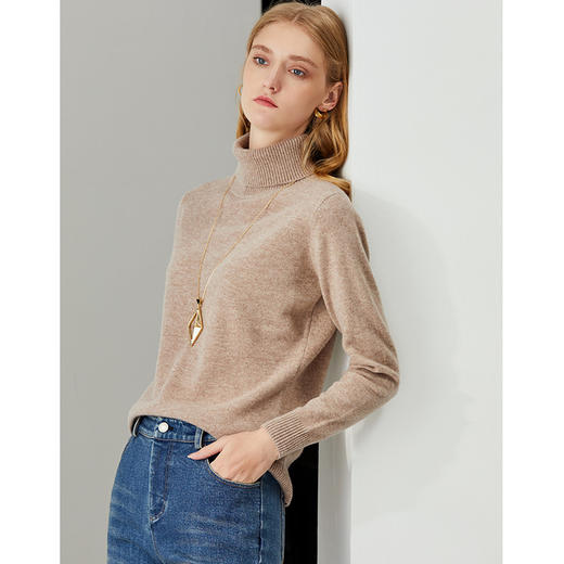 EITIE爱特爱秋季新款显瘦宽松舒适高领保暖纯羊毛套头针织衫C2101810 商品图3