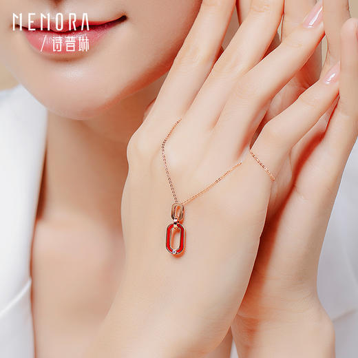 【1件7.5折】圈爱系列18K金钻石几何椭圆项链一款多戴套链KN2984 商品图7