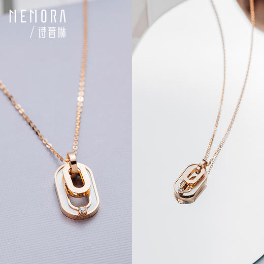 【1件7.5折】圈爱系列18K金钻石几何椭圆项链一款多戴套链KN2984 商品图9