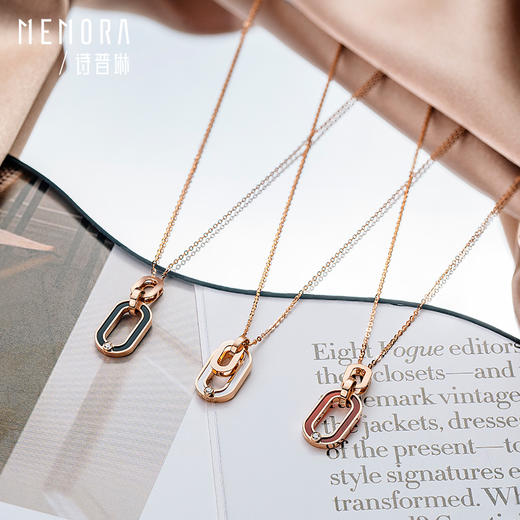 【1件7.5折】圈爱系列18K金钻石几何椭圆项链一款多戴套链KN2984 商品图11