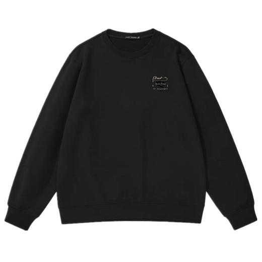 B1BFB3222太平鸟男装2021秋季新款黑色宽松刺绣圆领卫衣潮流外套 商品图0