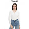 VIMAGE纬漫纪秋季新款款时尚百搭纯色V领针织衫女上衣套头V1601214 商品缩略图2