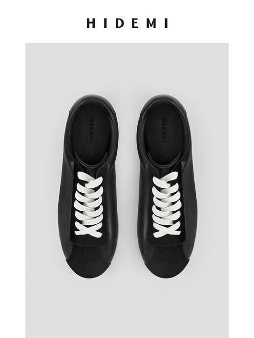 HIDEMI简约设计感小羊皮球鞋sneaker 黑色/白色/棕色 商品图7