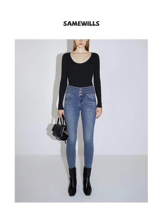 【授权商品】samewills法式优雅棉套头长袖纯色U领内搭T恤打底衫【215136】 商品图1