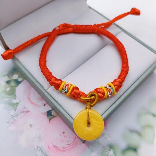蜜蜡红绳平安扣手链 商品图0