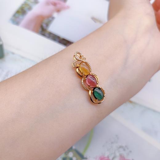 18K镶嵌碧玺福豆吊坠 商品图2