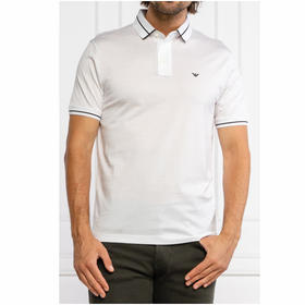 EMPORIO ARMANI 阿玛尼 男士条纹饰边短袖POLO衫 白色 6K1F65 1JUVZ 0100