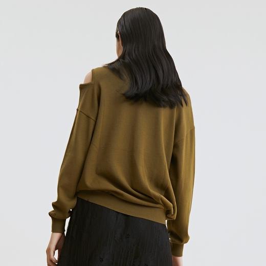 谜底长袖针织衫2021秋季新款涂鸦提花宽松圆领套头衫女213MZ2041 商品图3