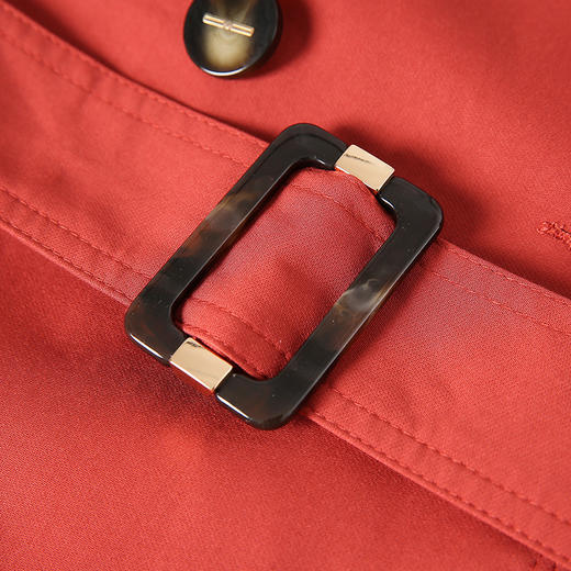 EITIE爱特爱新款经典翻领时尚双排扣收腰红色中长风衣外套C2104812 商品图7