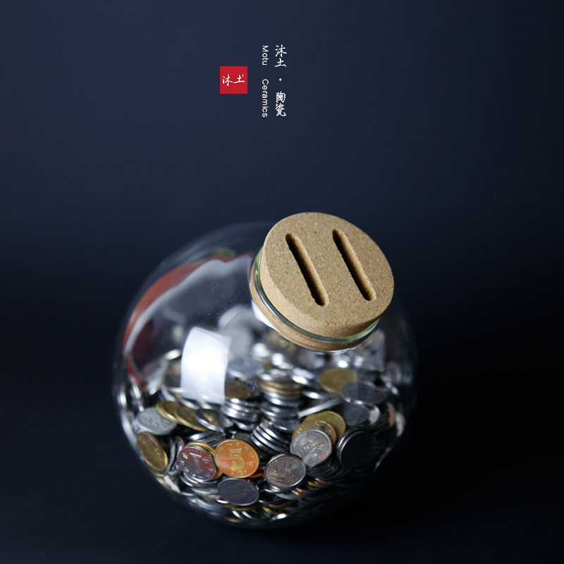 原创设计经典“福猪”清透玻璃存钱罐