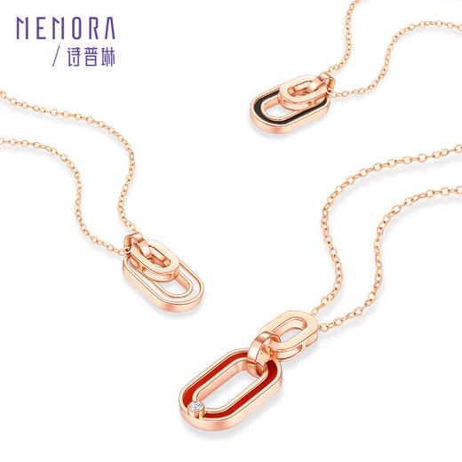 【1件7.5折】圈爱系列18K金钻石几何椭圆项链一款多戴套链KN2984 商品图2