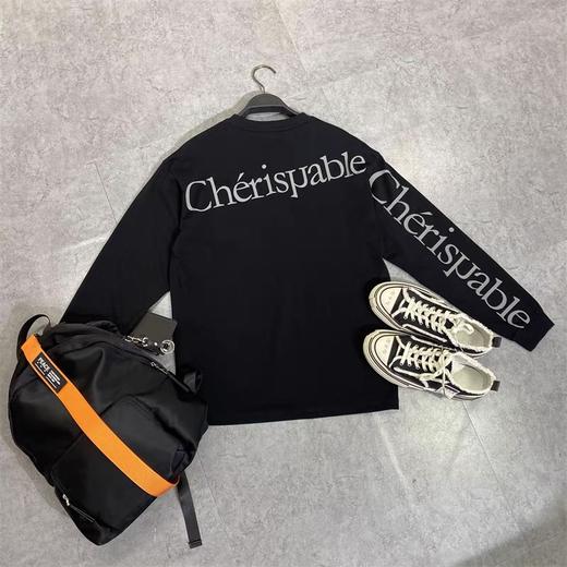 太平鸟男装 新款印花长袖t恤T黑色圆领上衣B1DCB3116 商品图3