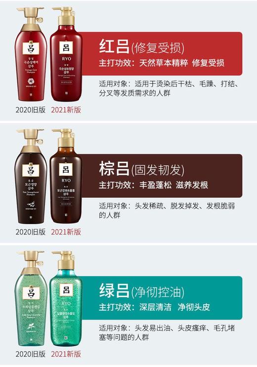 新版RYO红吕/棕吕/绿吕全新升级洗发水/护发素550ML 商品图2