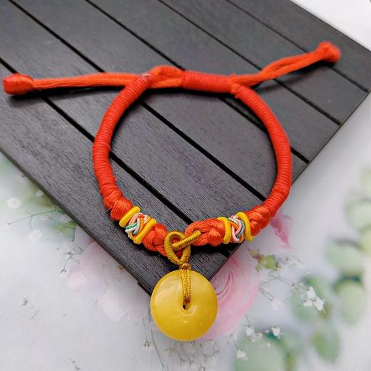 蜜蜡红绳平安扣手链 商品图2