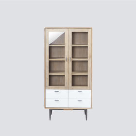 NS家居nsfurniture进口实木玻璃书柜/置物柜/展示柜NSCB-ALB WHT L03-100/60