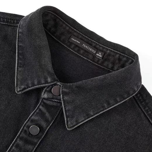 太平鸟男装 2021年秋季新款水洗牛仔衬衫男B1CHB3221 商品图2