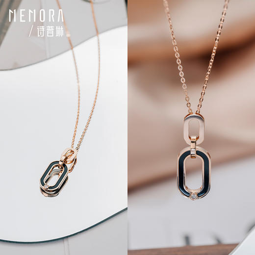 【1件7.5折】圈爱系列18K金钻石几何椭圆项链一款多戴套链KN2984 商品图10