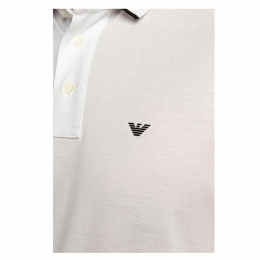 EMPORIO ARMANI 阿玛尼 男士条纹饰边短袖POLO衫 白色 6K1F65 1JUVZ 0100 商品图1