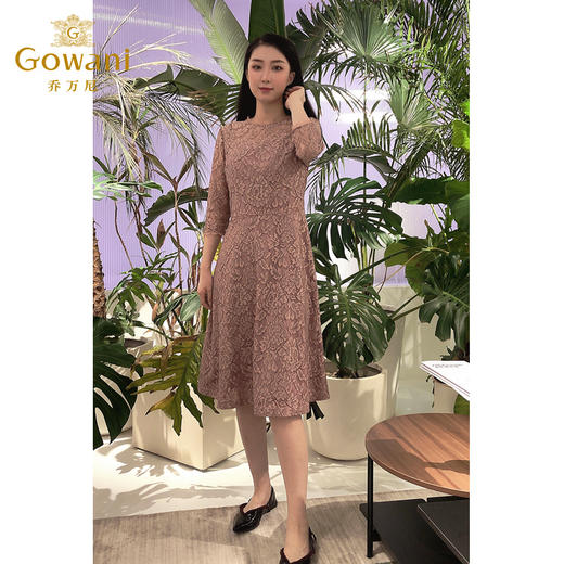 乔万尼春季蕾丝高腰修身气质名媛淑女长袖连衣裙EB3E228 商品图2