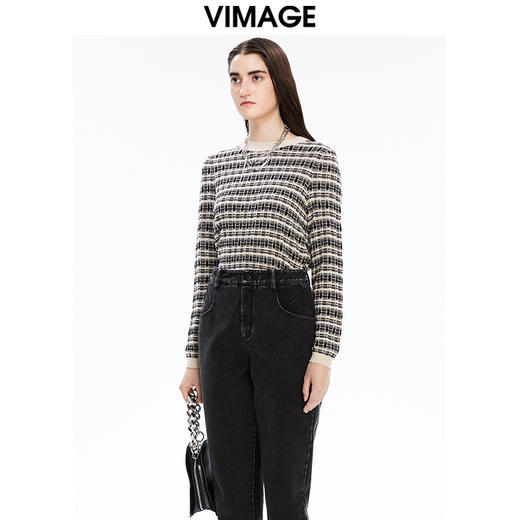 VIMAGE纬漫纪秋季新款显瘦舒适套头针织衫V1601203 商品图4
