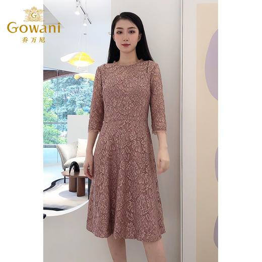 乔万尼春季蕾丝高腰修身气质名媛淑女长袖连衣裙EB3E228 商品图4